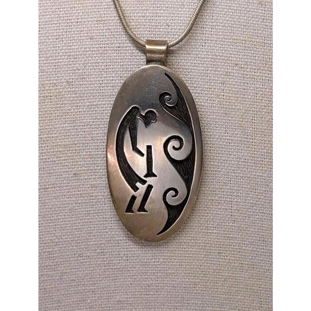 Native American Sterling Silver Kokopelli Pendant – Handmade Overlay